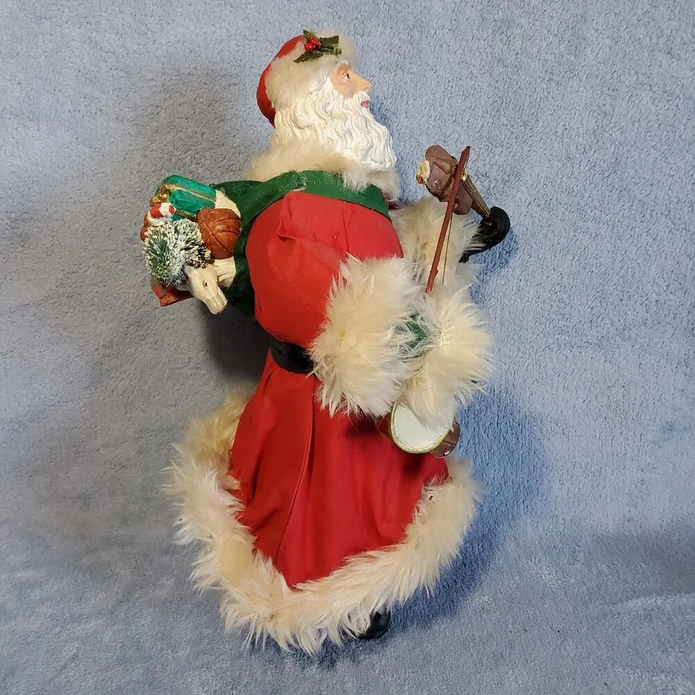 Vintage Santa Claus Figurine Playing Violin Fiddle Toy Sack Philippines **FLAW**